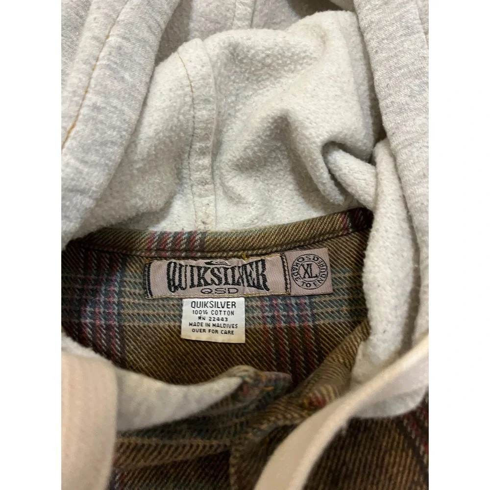 Vintage QUIKSILVER QSD Sleeveless Flannel Vest Hoodie Plaid Baggy Grunge 90s